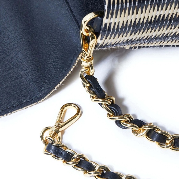 Lele Sadoughi Basket Made Purse, Raffia Pebble Sand With Faux Pearl Handle - Picture 7 of 7